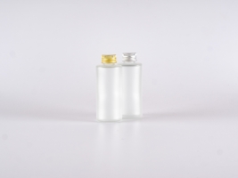 Glasflasche säuremattiert, 30ml, mit Aludeckel silber/gold