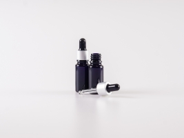 MIRON Violettglasflasche 10ml, mit Pipette silber-matt & schwarz