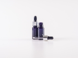 MIRON Violettglasflasche 10ml, mit Pipette silber-glanz & schwarz