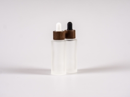 Glasflasche säuremattiert, 30ml, mit Pipette Walnut weiss/schwarz