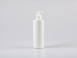 Flasche "Tara" 200ml, matt-weiss, mit Dispenser transparent